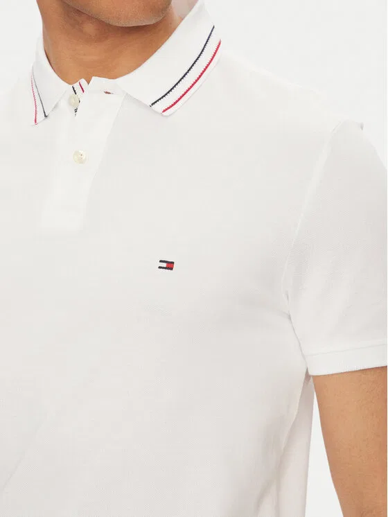 Поло regular fit Placket Interest Tommy Hilfiger, белый — фото 4