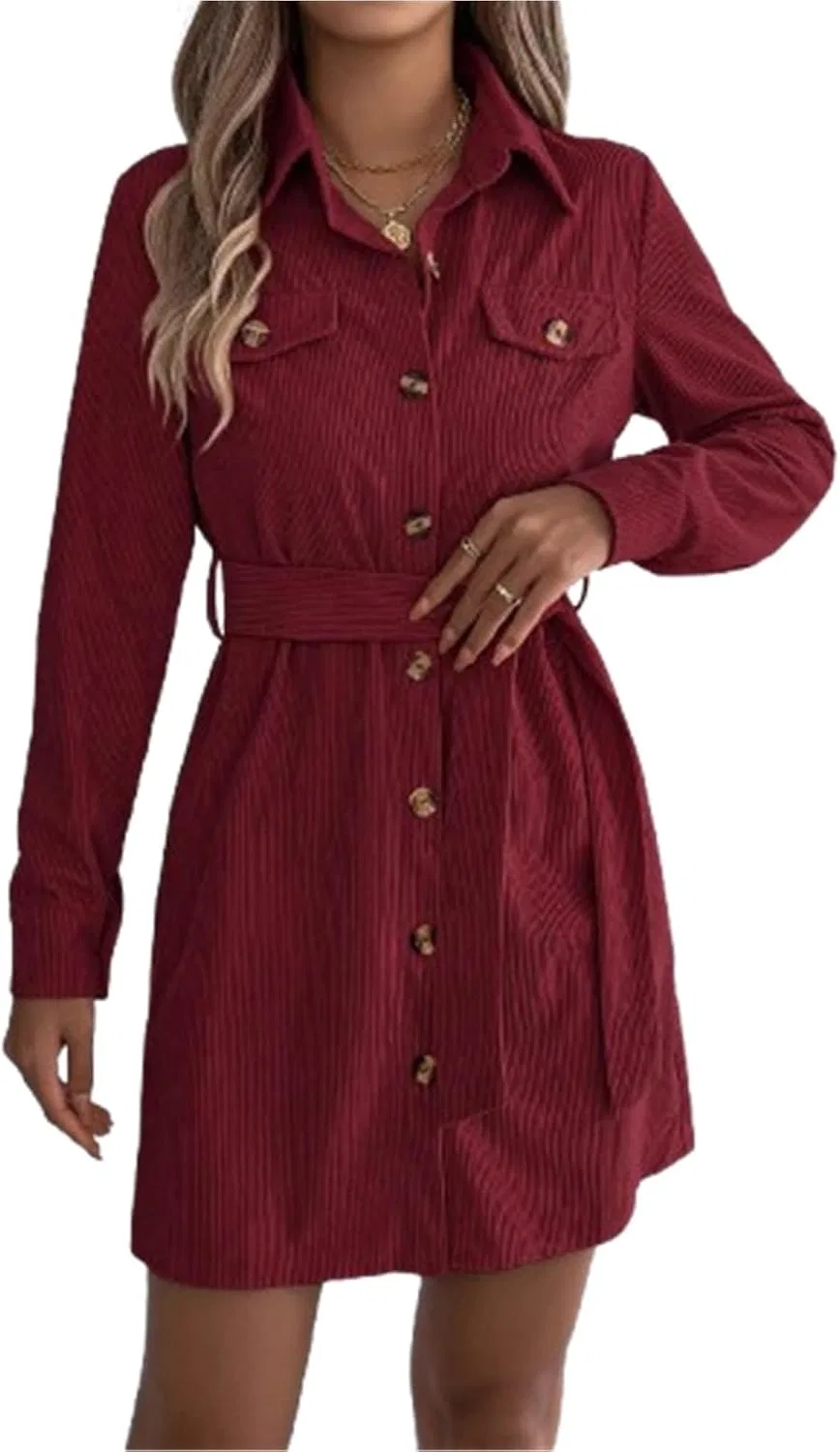 Платье миди с поясом Women Dress, Red