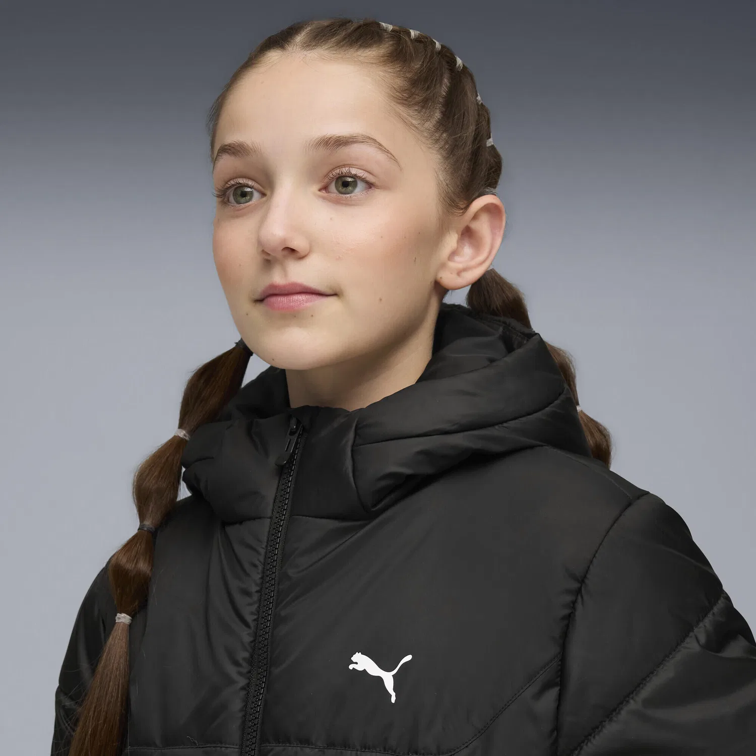 Детское утепленное худи с капюшоном Puma, Черный — фото 3