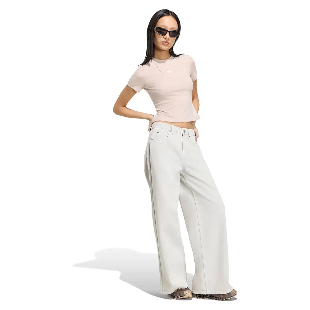 Женские джинсы с высокой посадкой High-Rise Wide-Leg Adidas Originals, Beige — фото 3
