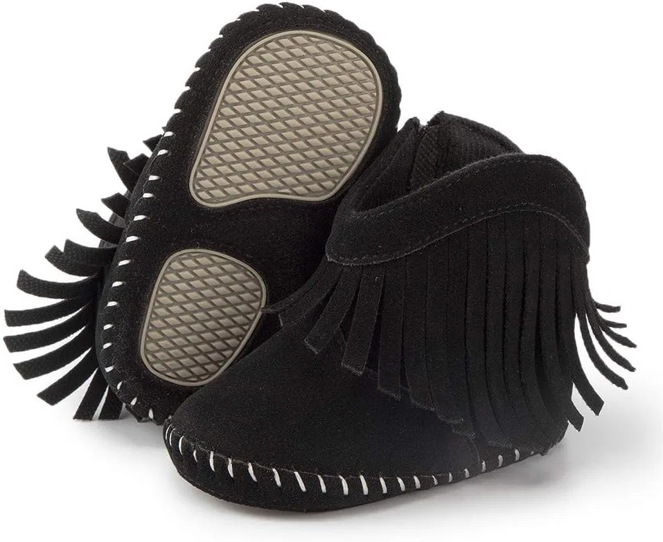 Детские сапоги для девочек с кисточками Meckior, Black Rubber