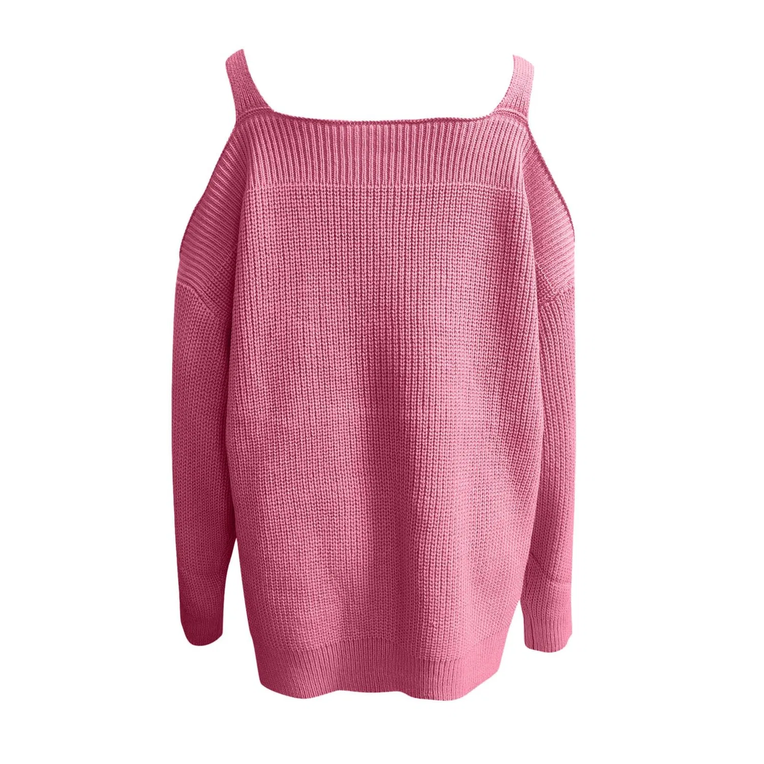 Женский свитер с открытыми плечами с длинным рукавом, Pink — фото 3