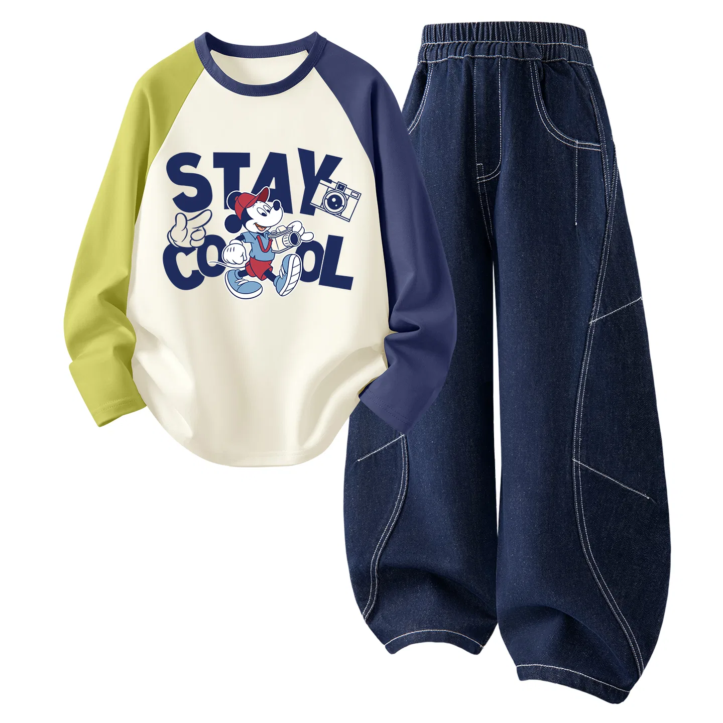 Детский спортивный комплект с принтом Микки Маус, джинсовый, Disney, Green Blue/Denim Dark Blue — фото 3