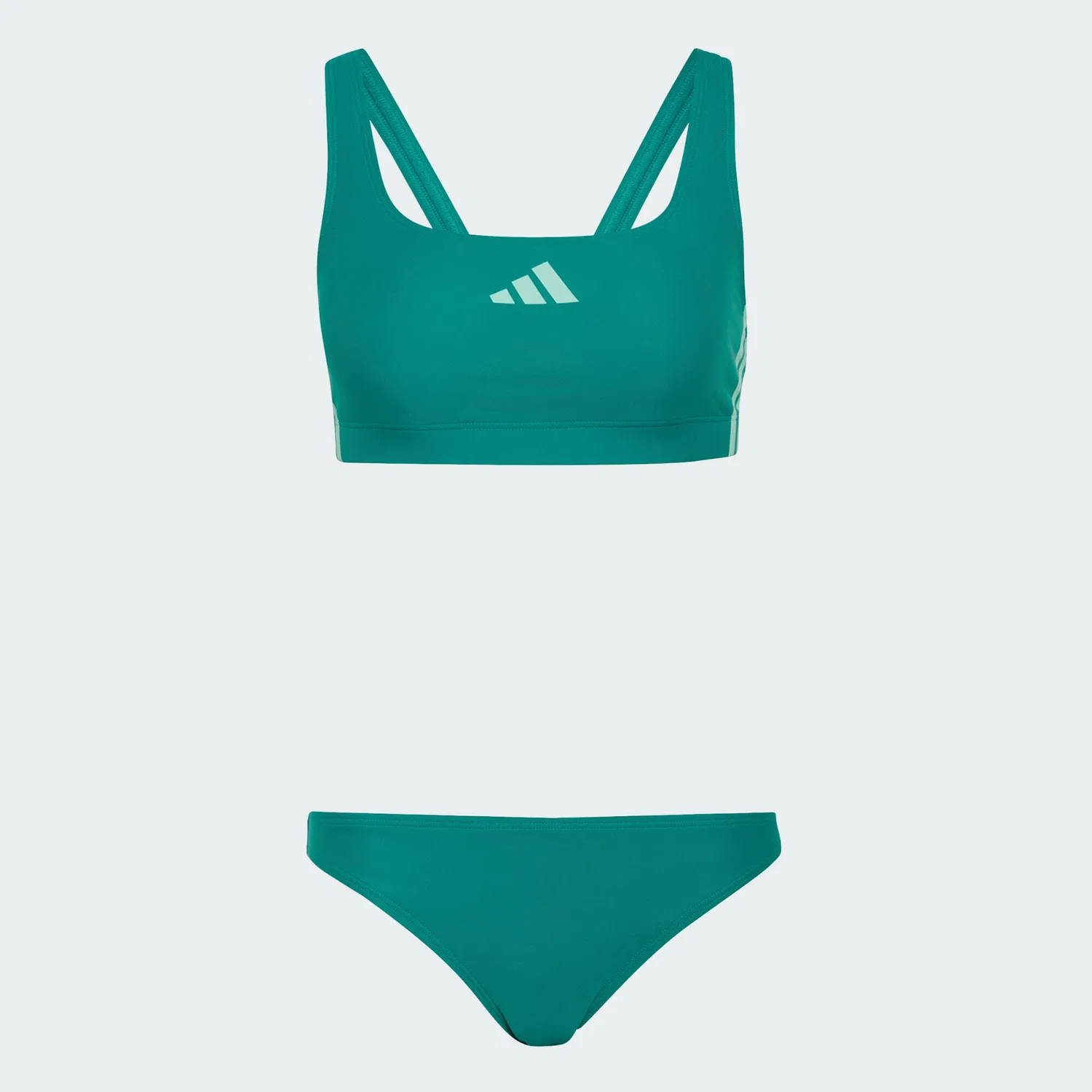 Женский спортивный бикини с V-образной спинкой 3-Streifen V-Back Bikini Adidas, Grun Hellgrun — фото 2