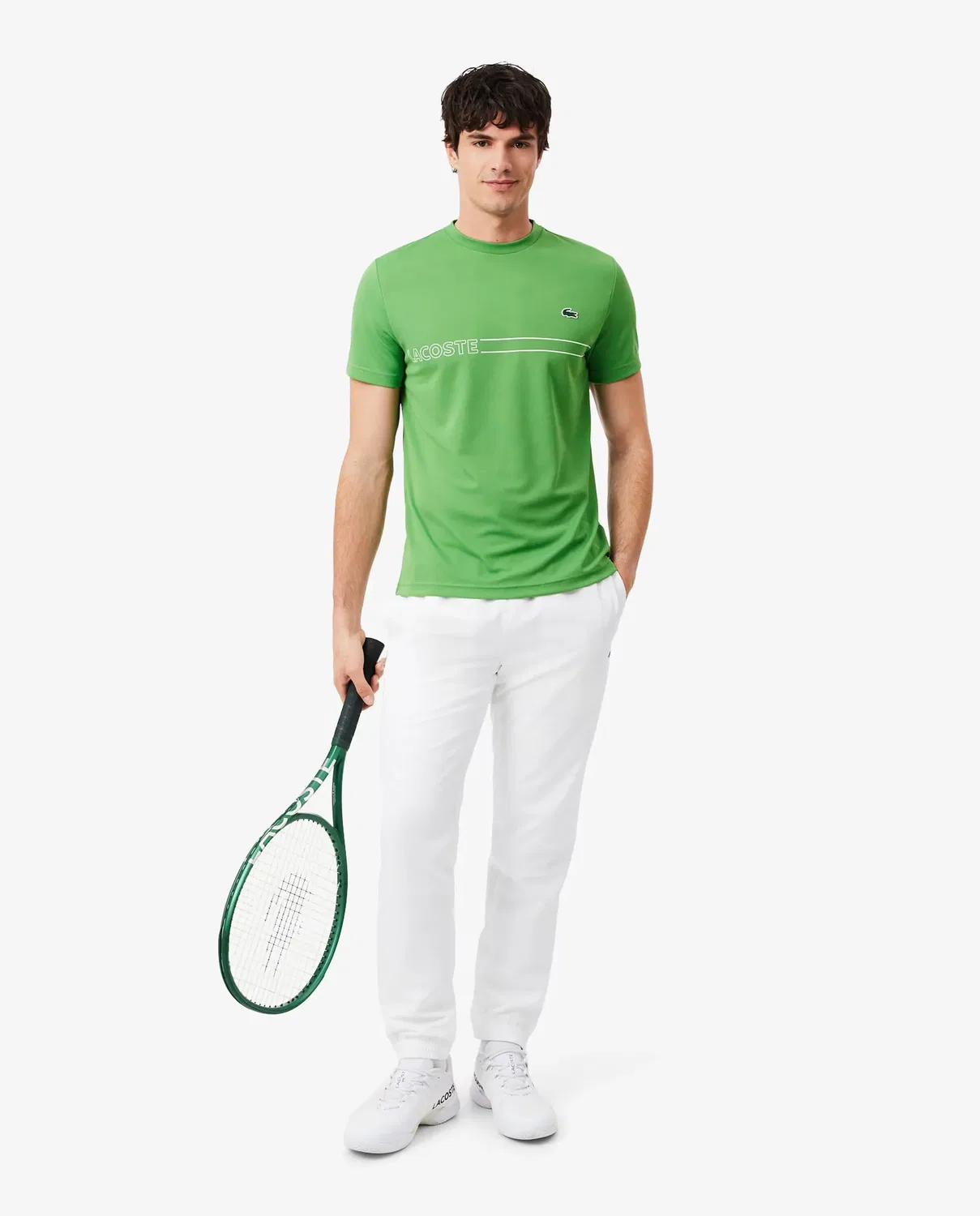 Мужские спортивные брюки с контрастной отделкой Lacoste, Blanco — фото 4