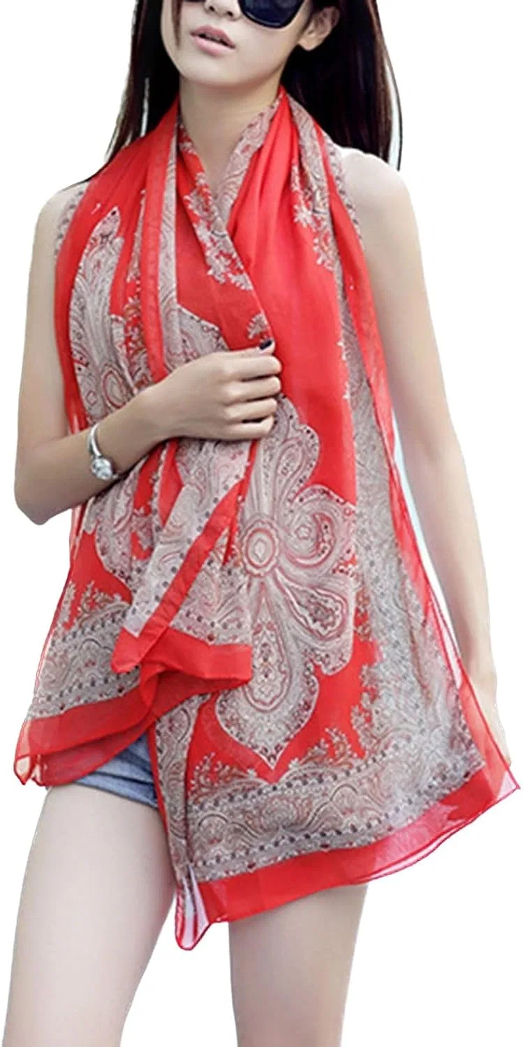Женская пляжная накидка с V-образным вырезом Chiffon, Vermillion