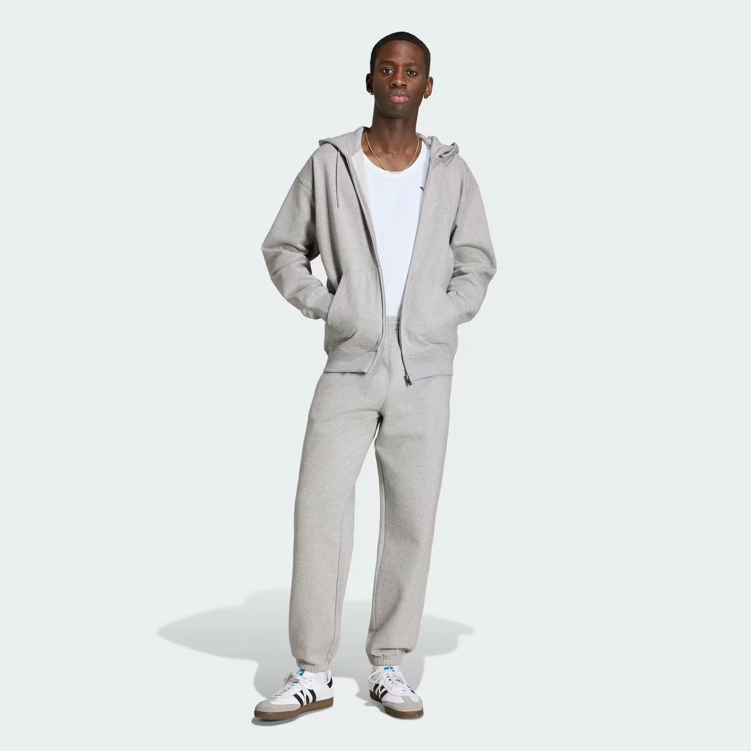 Мужские спортивные штаны из флиса Trefoil Essentials Adidas Originals, серый меланж — фото 3