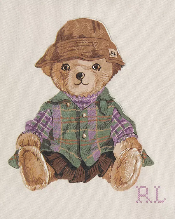 Детский комплект для девочек с принтом Polo Bear Ralph Lauren, Estate Cream — фото 3