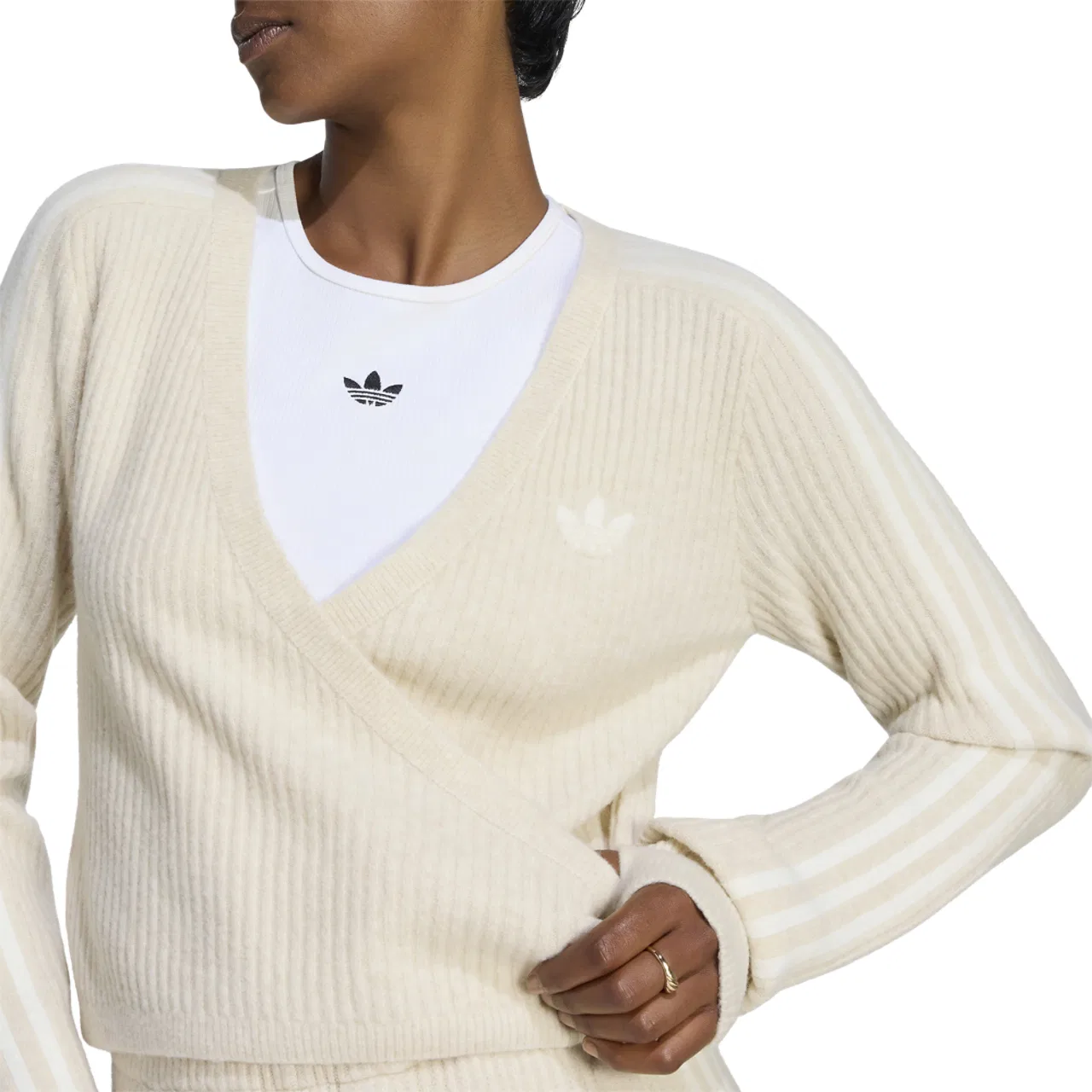 Женский вязаный кардиган с запахом Adiluna Wrap Around Cardigan Adidas, Clear Brown — фото 3