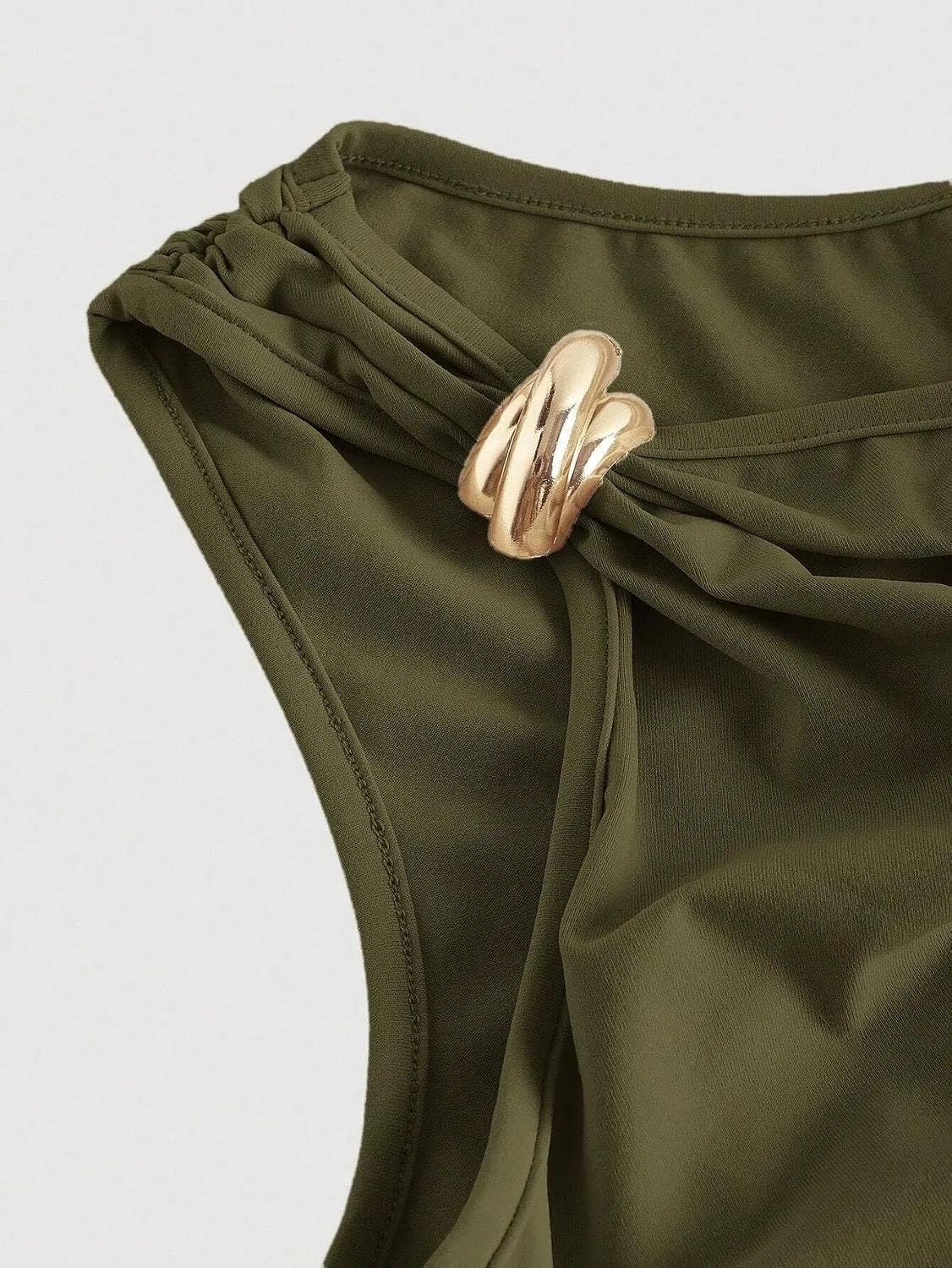 Женское облегающее платье с драпировкой Army Green, Army Green — фото 2