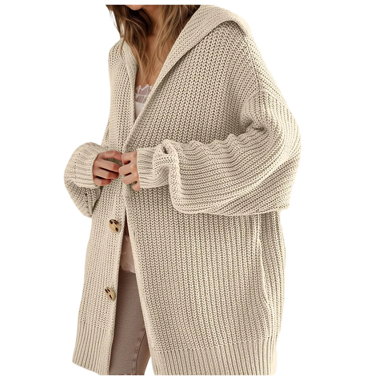 Женское длинное пальто с воротником и карманами, осенне-зимнее, Comodo ed Elegante, Beige