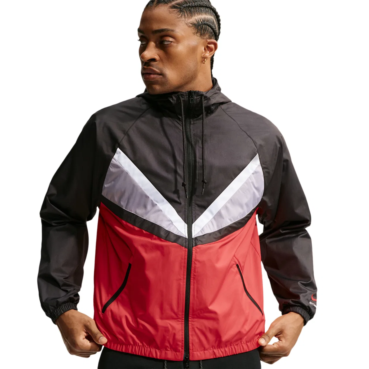 Мужская куртка с принтом Windrunner Land 26 RMX Nike, University Red Black Cement Grey