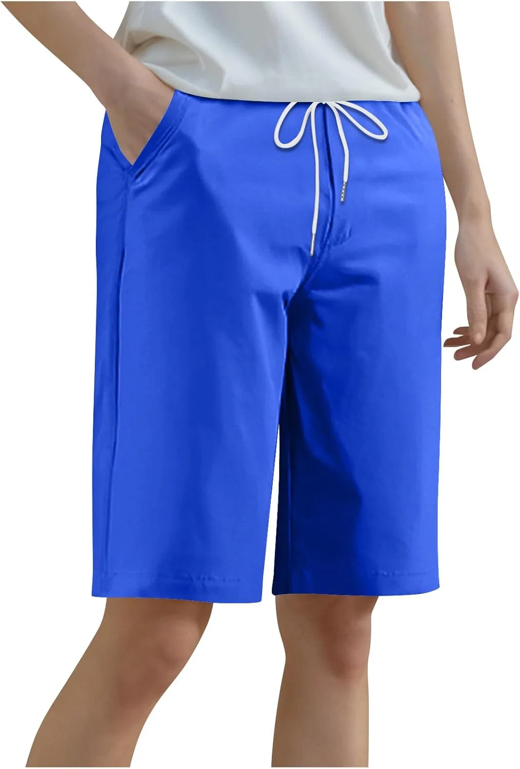 Шорты активные женские, Elastic Waist Drawstring, A01_blue