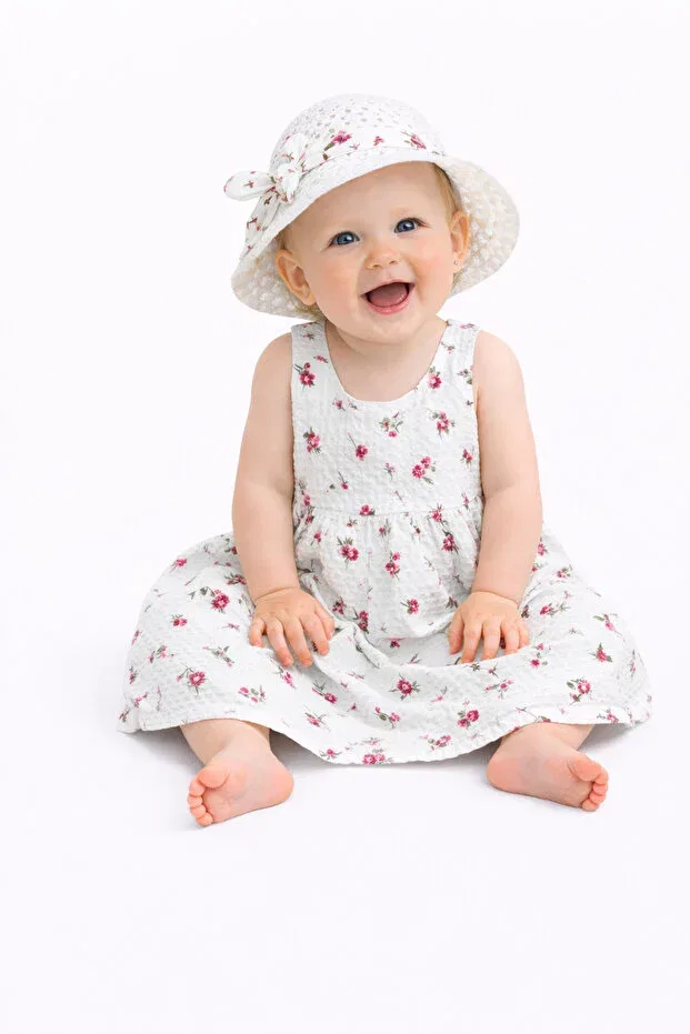Детское платье для девочек хлопковое комплект с принтом Chicsy Baby, Fuchsia — фото 3