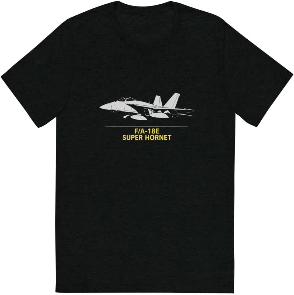Мужская футболка с принтом F/A-18E Super Hornet, Solid Black Triblend