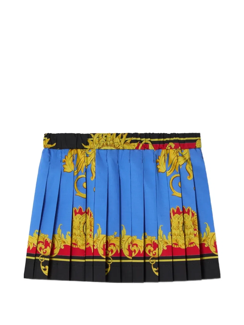 Плиссированная юбка с принтом Barocco Versace Kids, синий