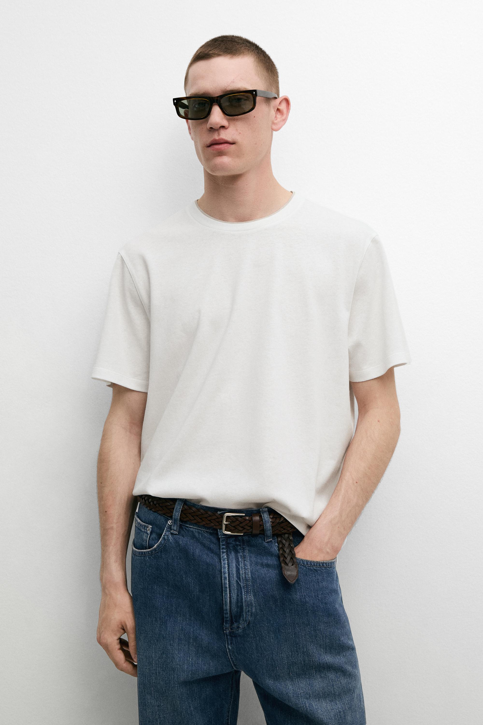 Футболка Massimo Dutti Linen And Cotton Double-collar, белый — фото 3