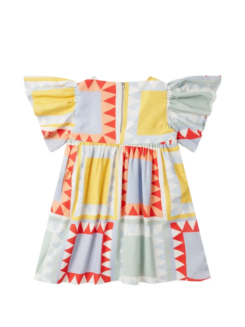Платье с рюшами и геометрическим принтом Stella McCartney Kids, белый — фото 2