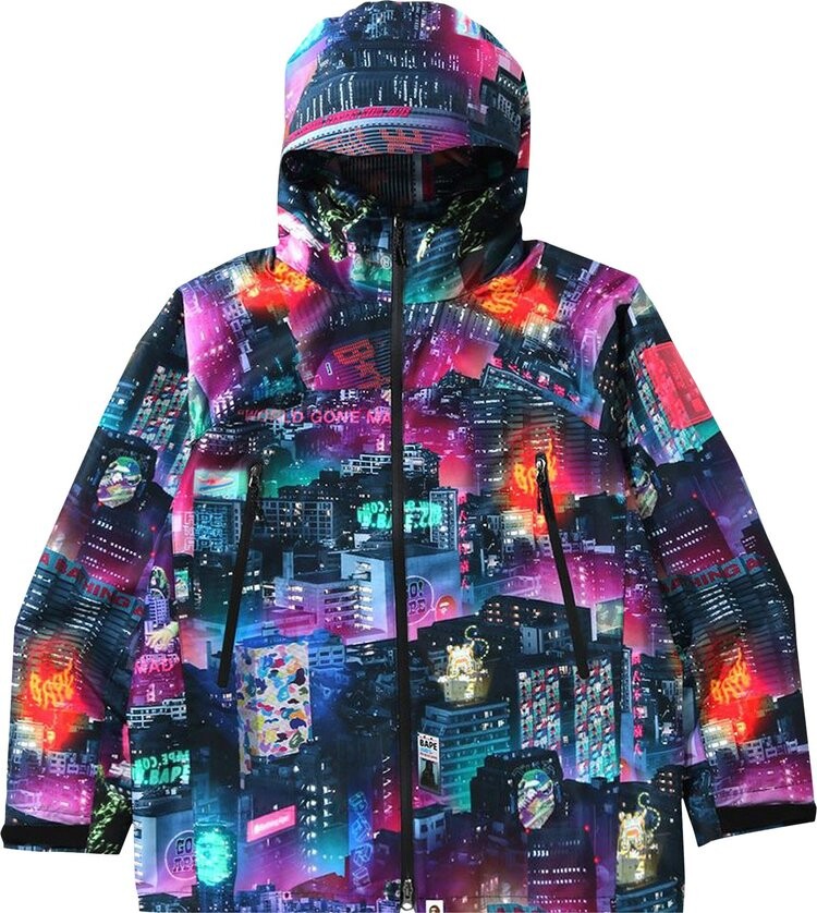 

Худи BAPE Neon Tokyo Hoodie Jacket 'Black', черный