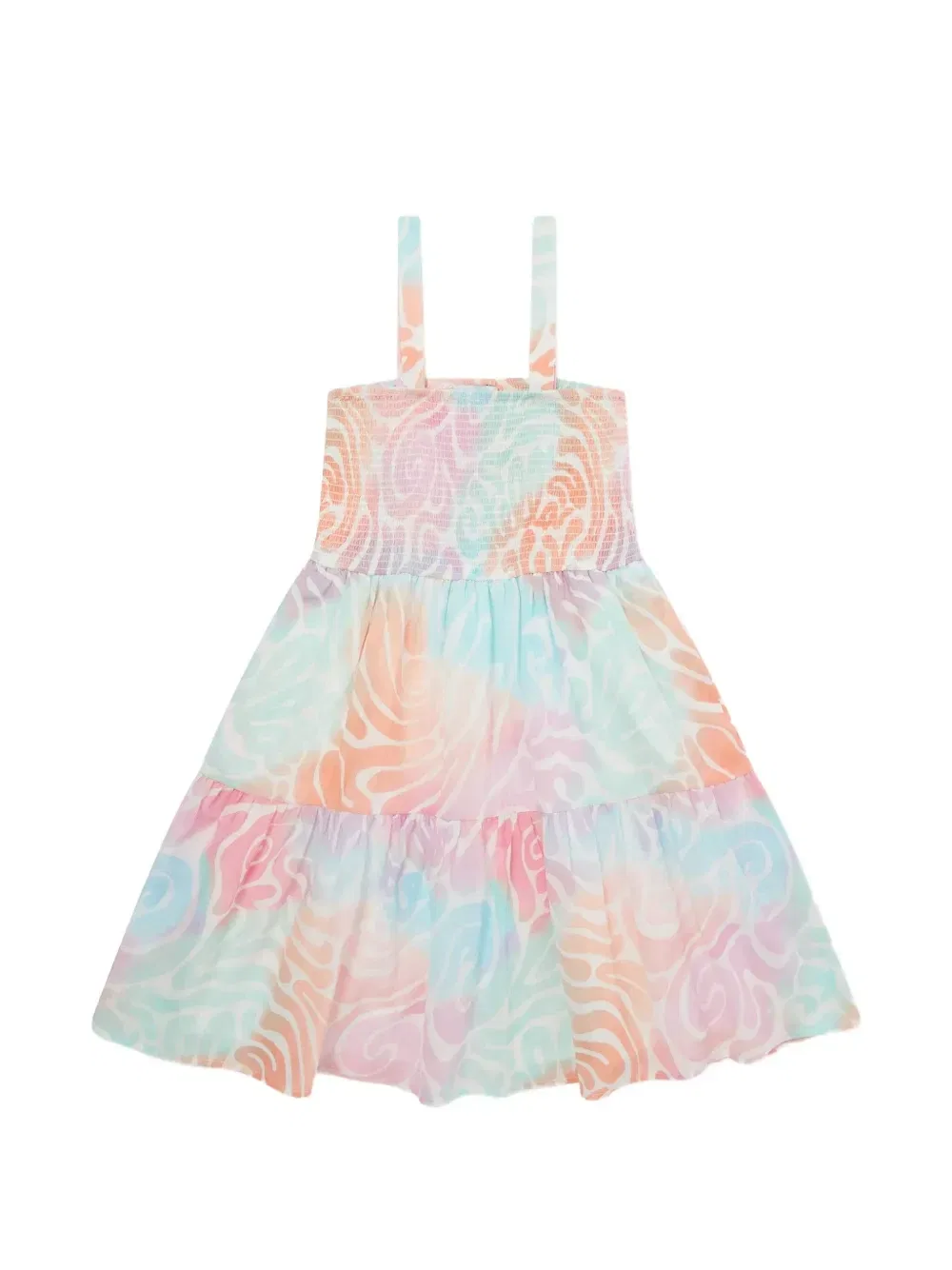 Платье в сборку с абстрактным принтом Stella McCartney Kids, белый