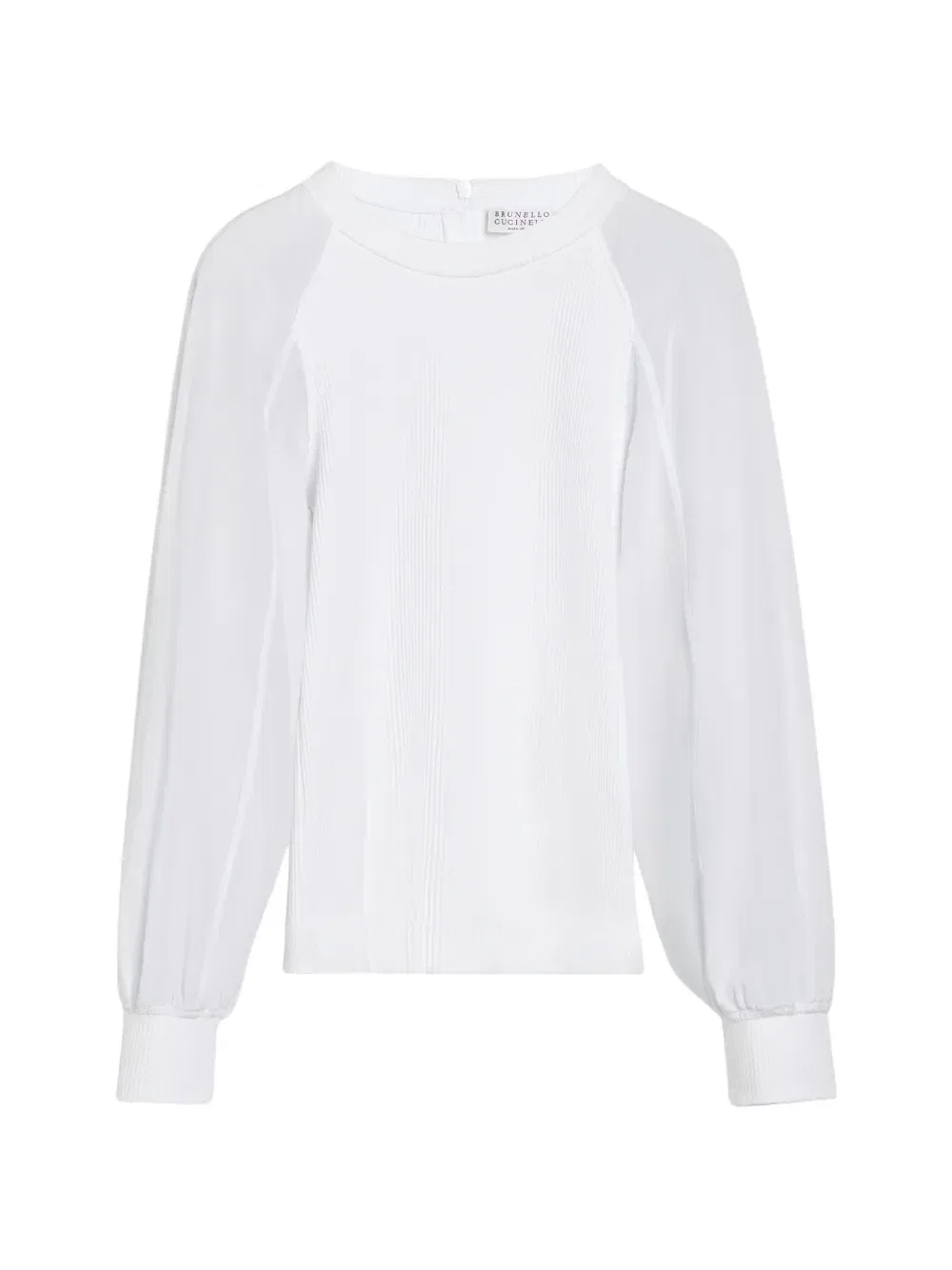 Топ в рубчик с декором Monili Brunello Cucinelli Kids, белый