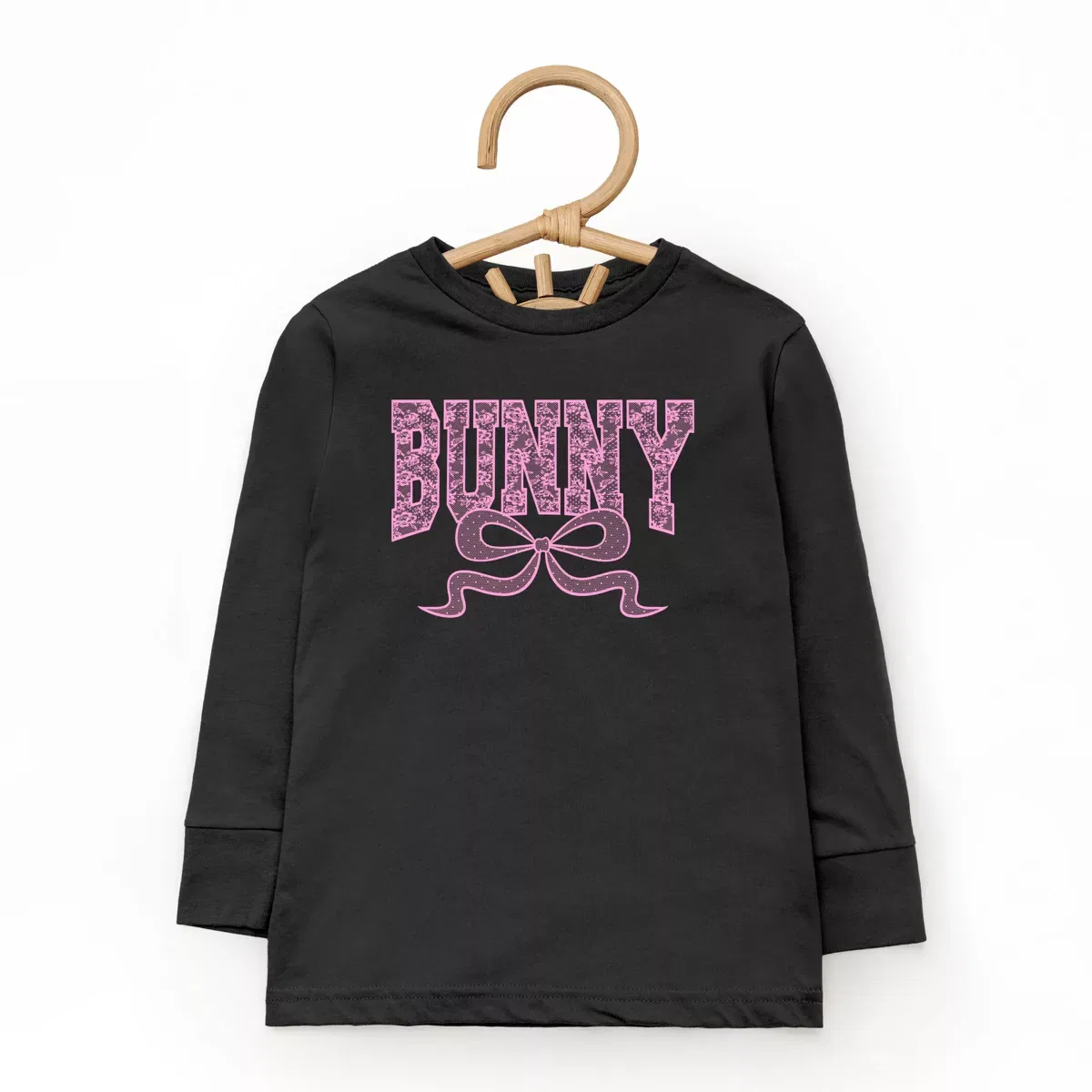 Детское платье-футболка с длинным рукавом Bunny Pink Lace The Juniper Shop, Pink — фото 2