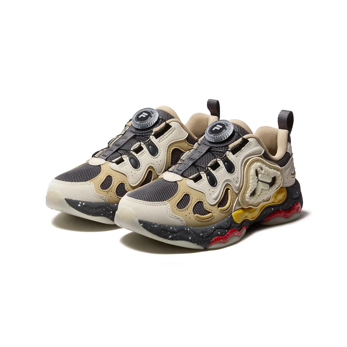 Детские кроссовки для бега с синтетическим верхом FILA KIDS, Black Gray/Swan Yellow — фото 4