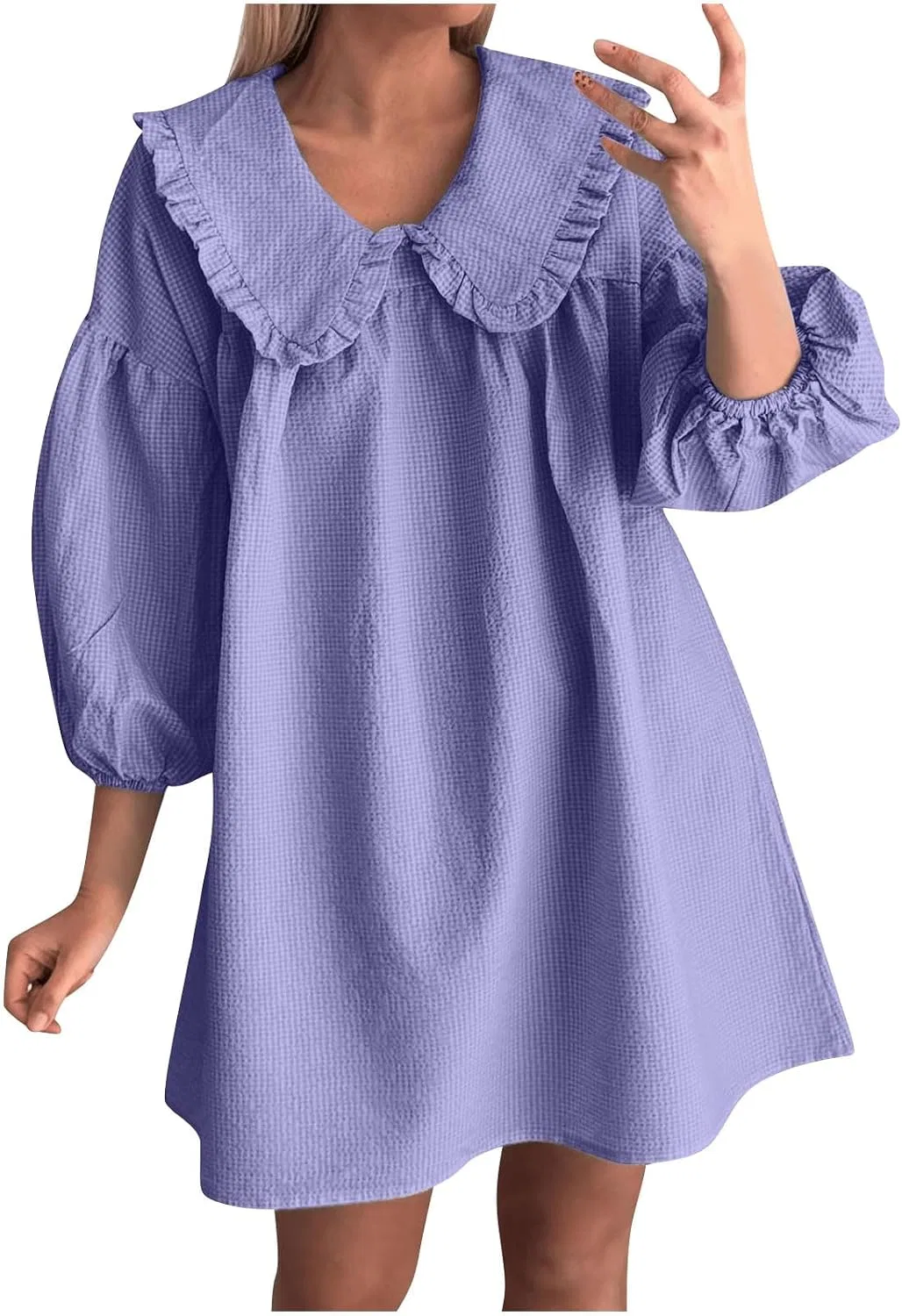 Женское мини-платье с принтом в клетку Babydoll, Purple