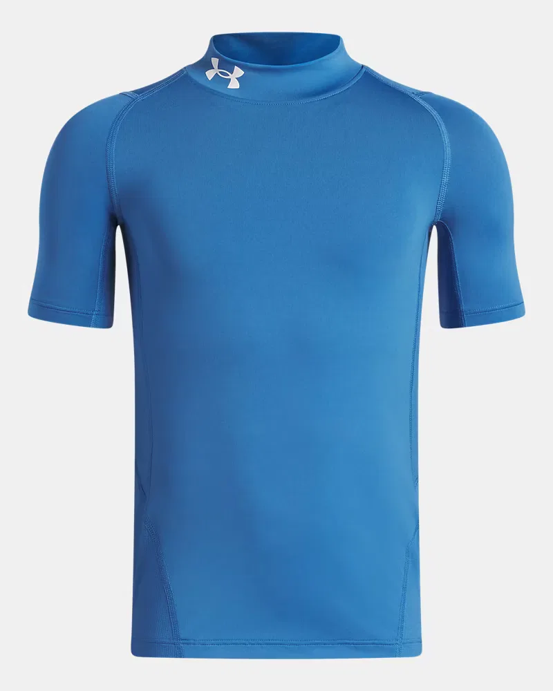 Футболка с коротким рукавом и высоким воротом HeatGear Mock UnderArmour, Aegean Blue/White — фото 4