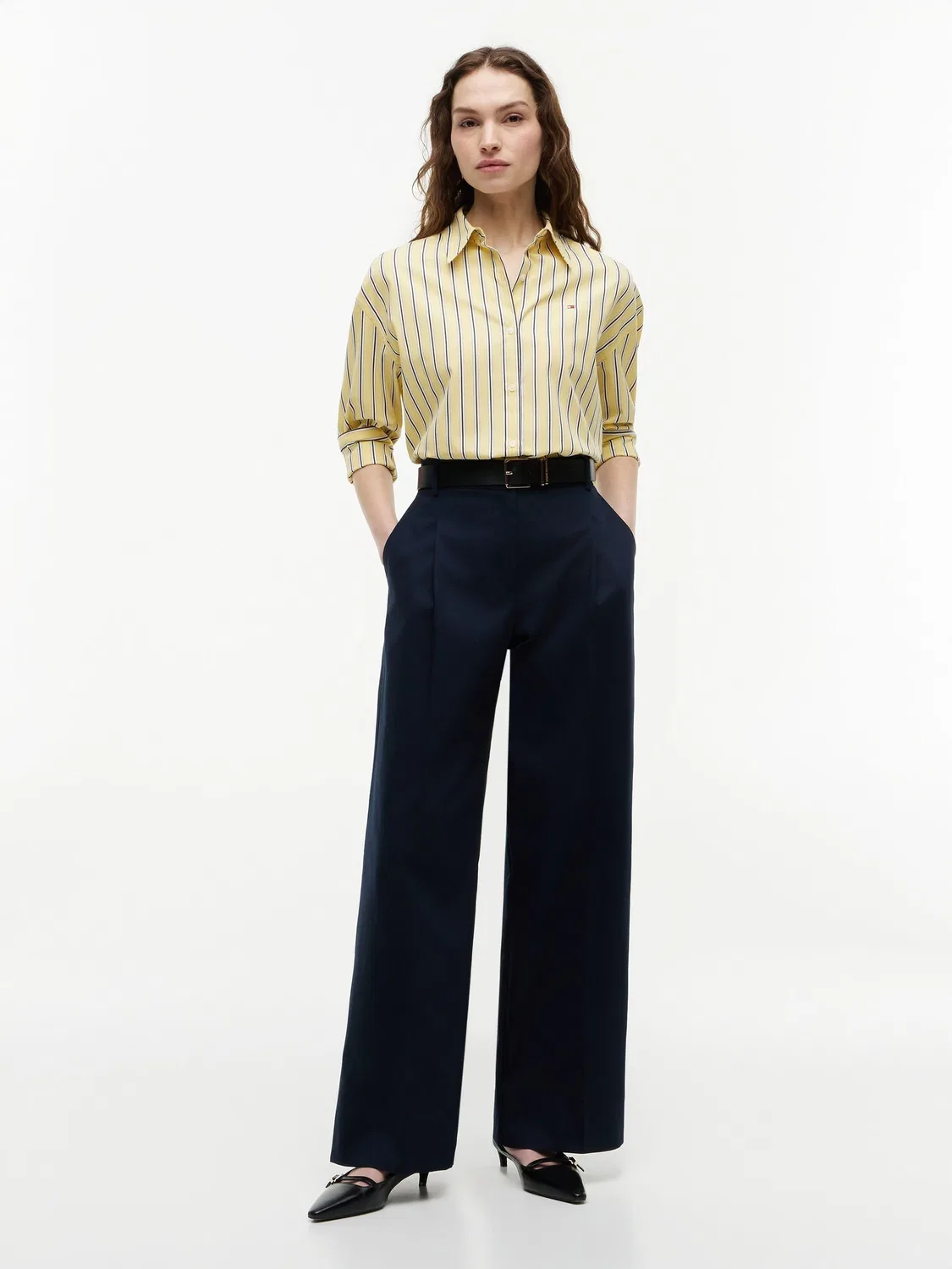 Рубашка свободного кроя Tommy Hilfiger, желтая — фото 3