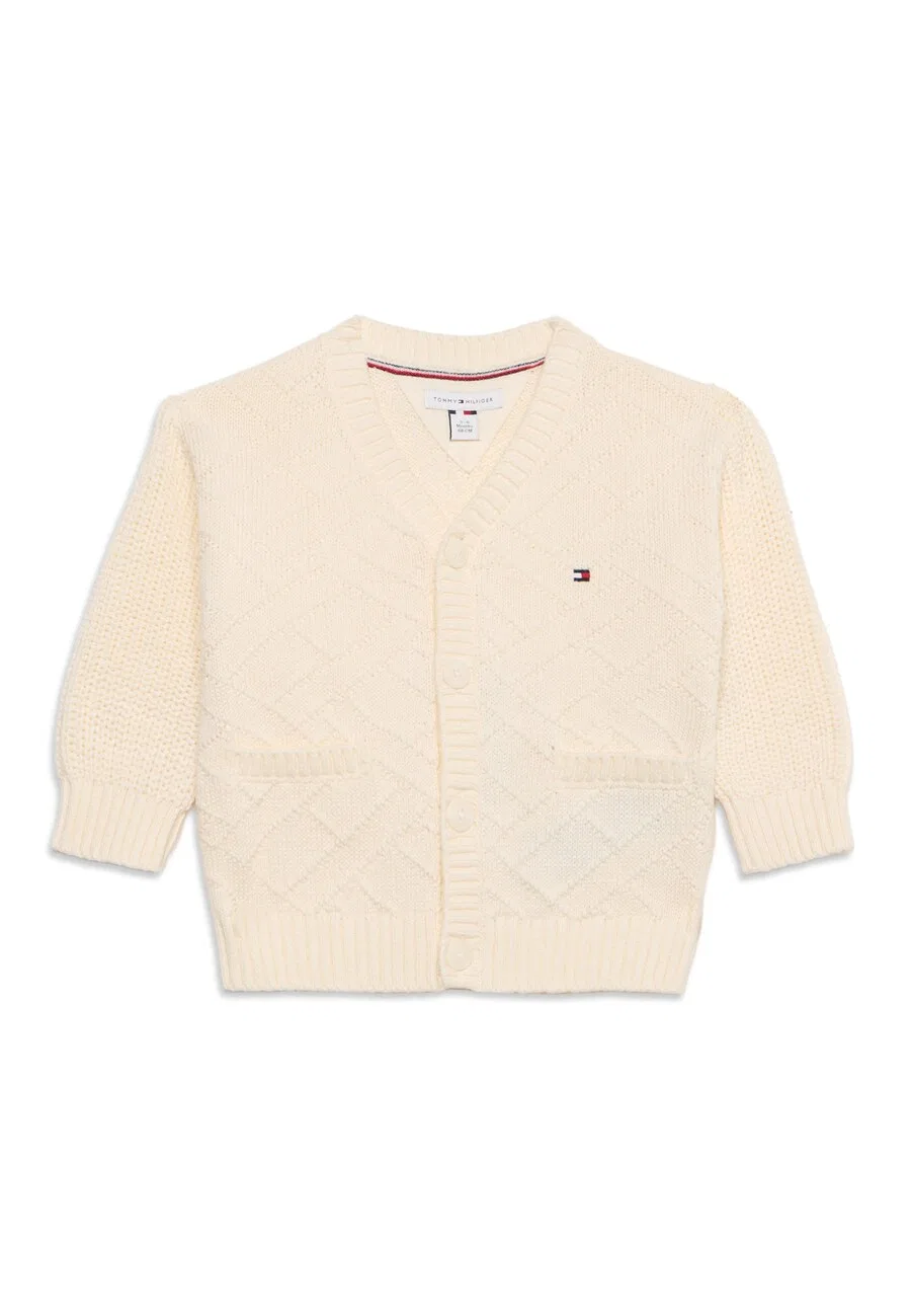 Вязаный кардиган TOMMY HILFIGER кремового цвета