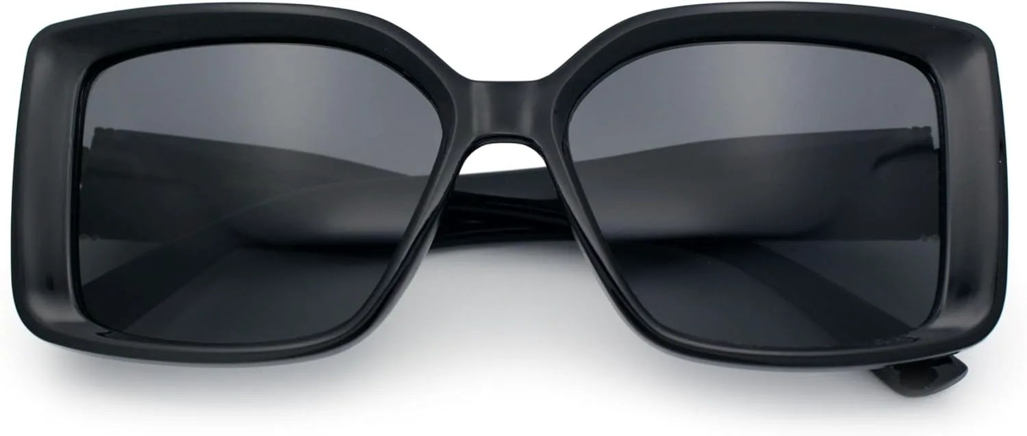 

SA106 Женские солнцезащитные очки увеличенного размера, квадратной формы, скошенными краями, прямоугольной формы, классические, в виде бабочки, All Black