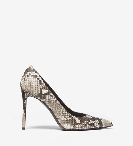 

Туфли с тиснением под питона Michael Kors Gretel Python Embossed Leather, белый/серый