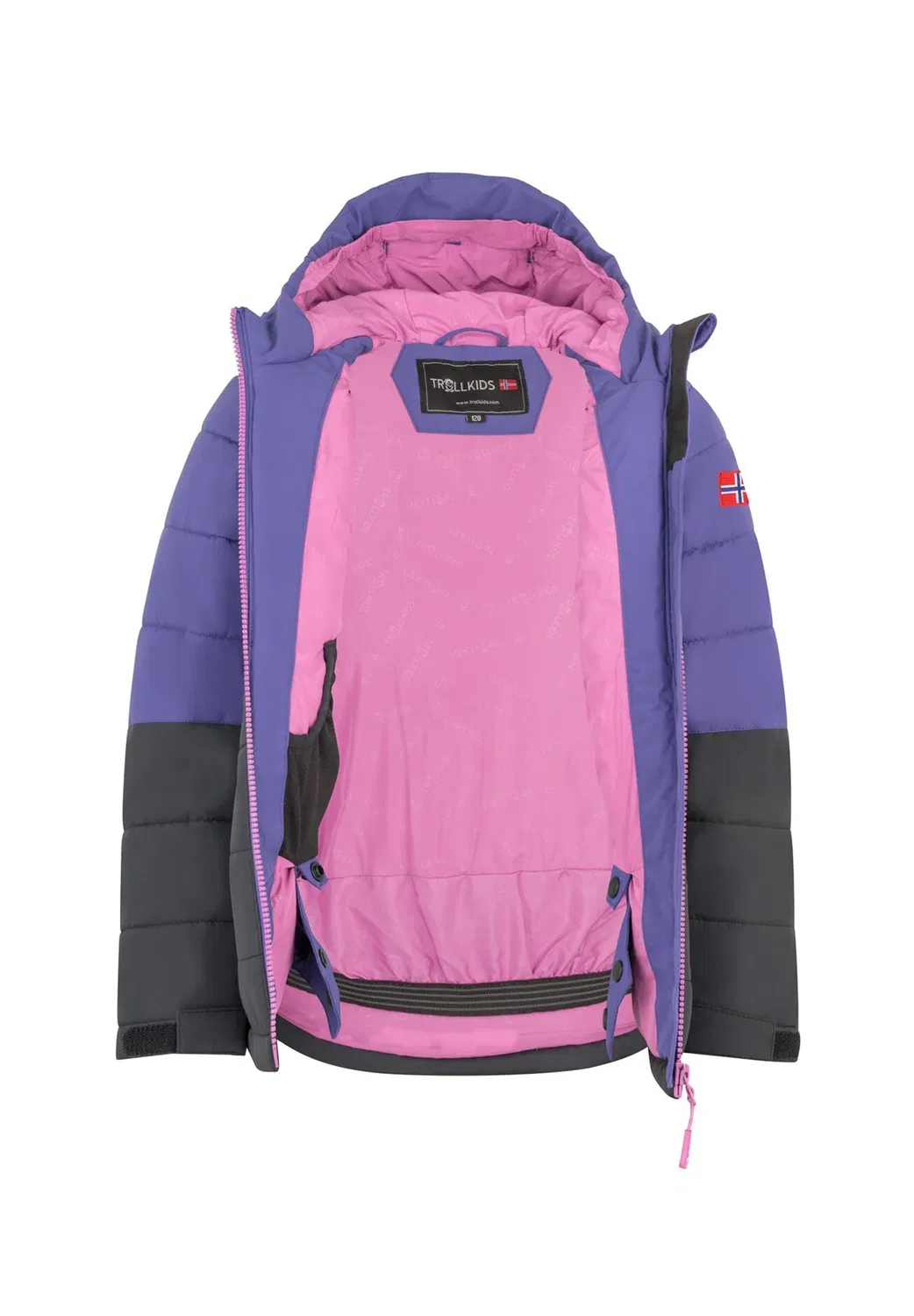 Детская зимняя куртка Hemsedal Snow Jacket XT унисекс - зимняя куртка Trollkids, Dark Purple/Black/Mallow Pink — фото 3