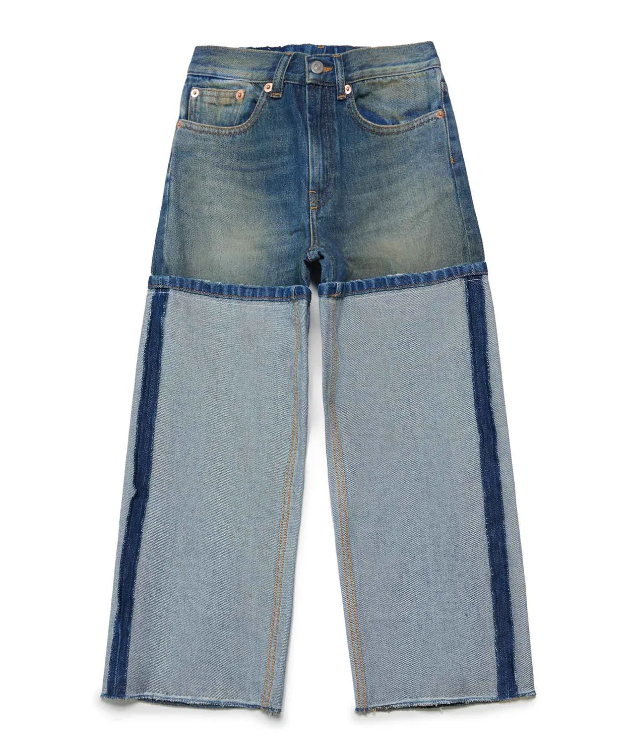 Детские джинсы с контрастной вставкой Indigo Blue MM6 Maison Margiela — фото 3