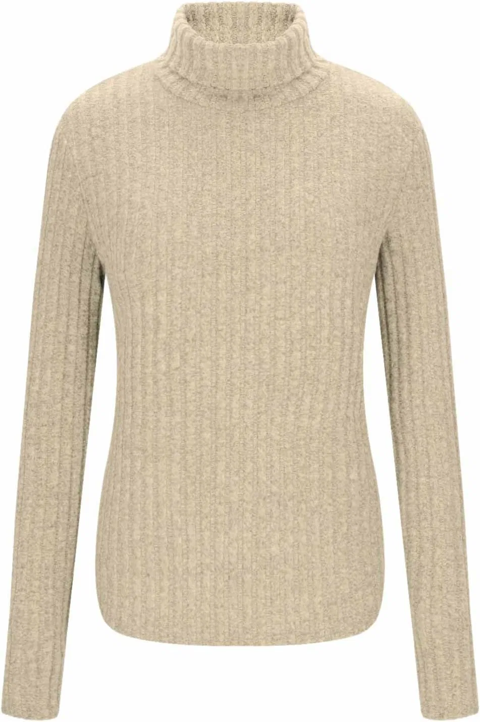 Женская облегающая футболка с высоким горлом Ribbed Knit, Khaki — фото 4
