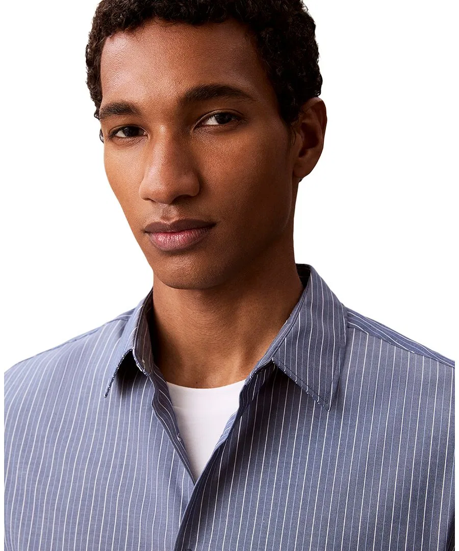 Мужская рубашка на пуговицах с длинным рукавом Calvin Klein, Estate Blue — фото 3