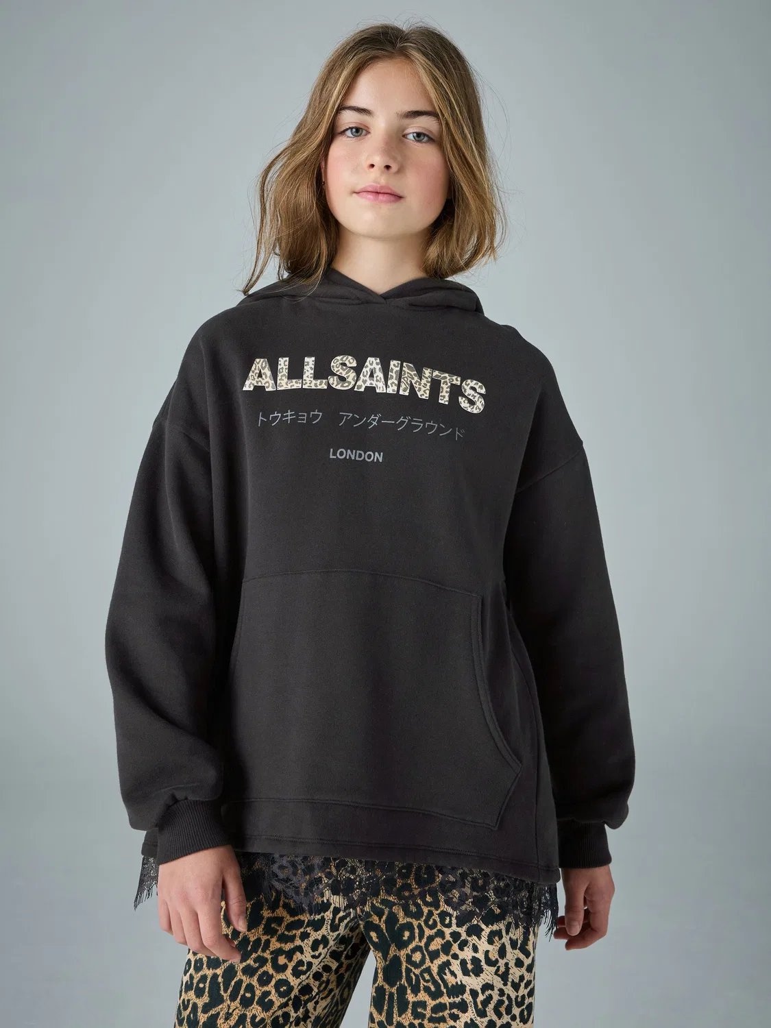 Худи оверсайз Lee Lace Underground, All Saints, черный