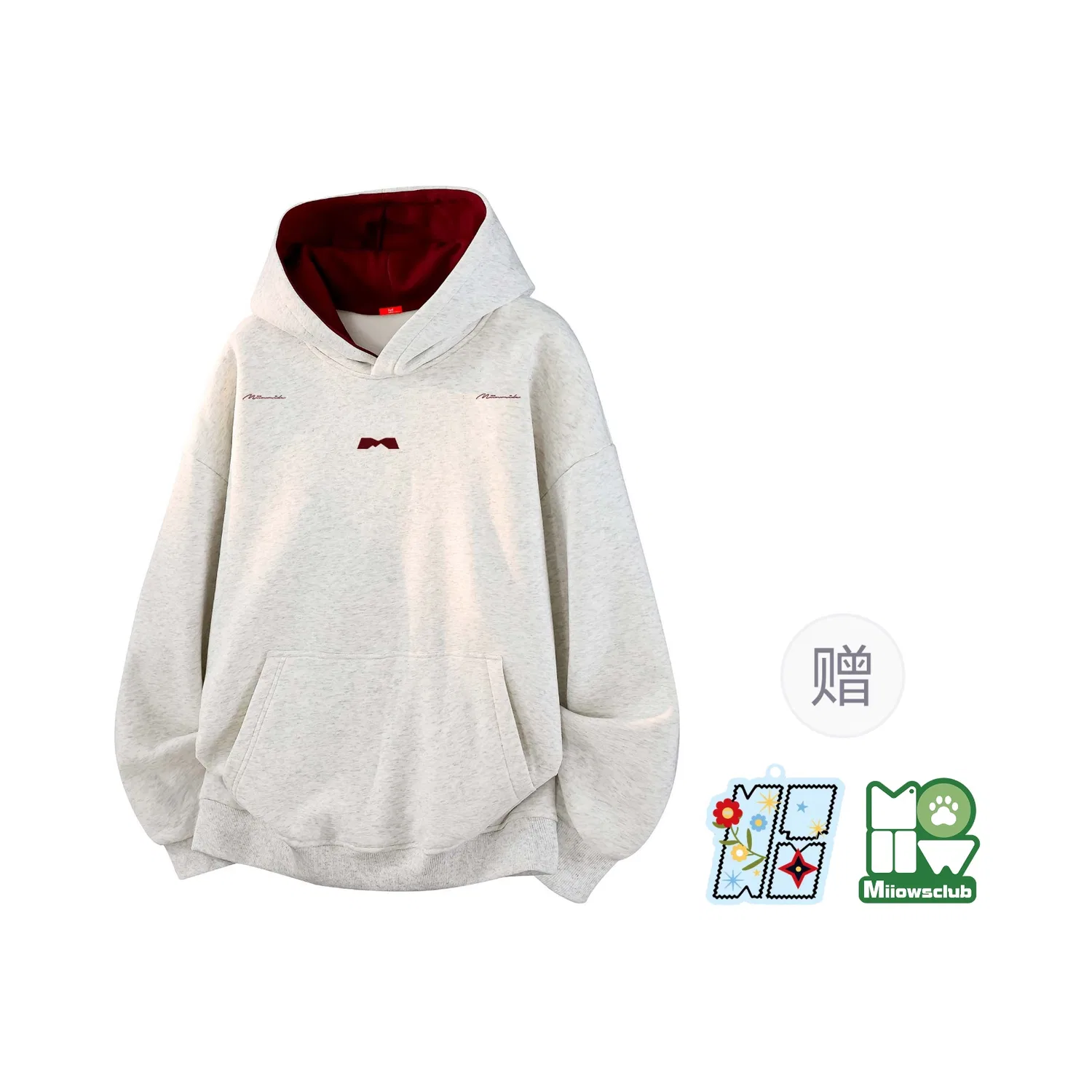 Детский свитшот с капюшоном утепленный White Gray Red MIIOW