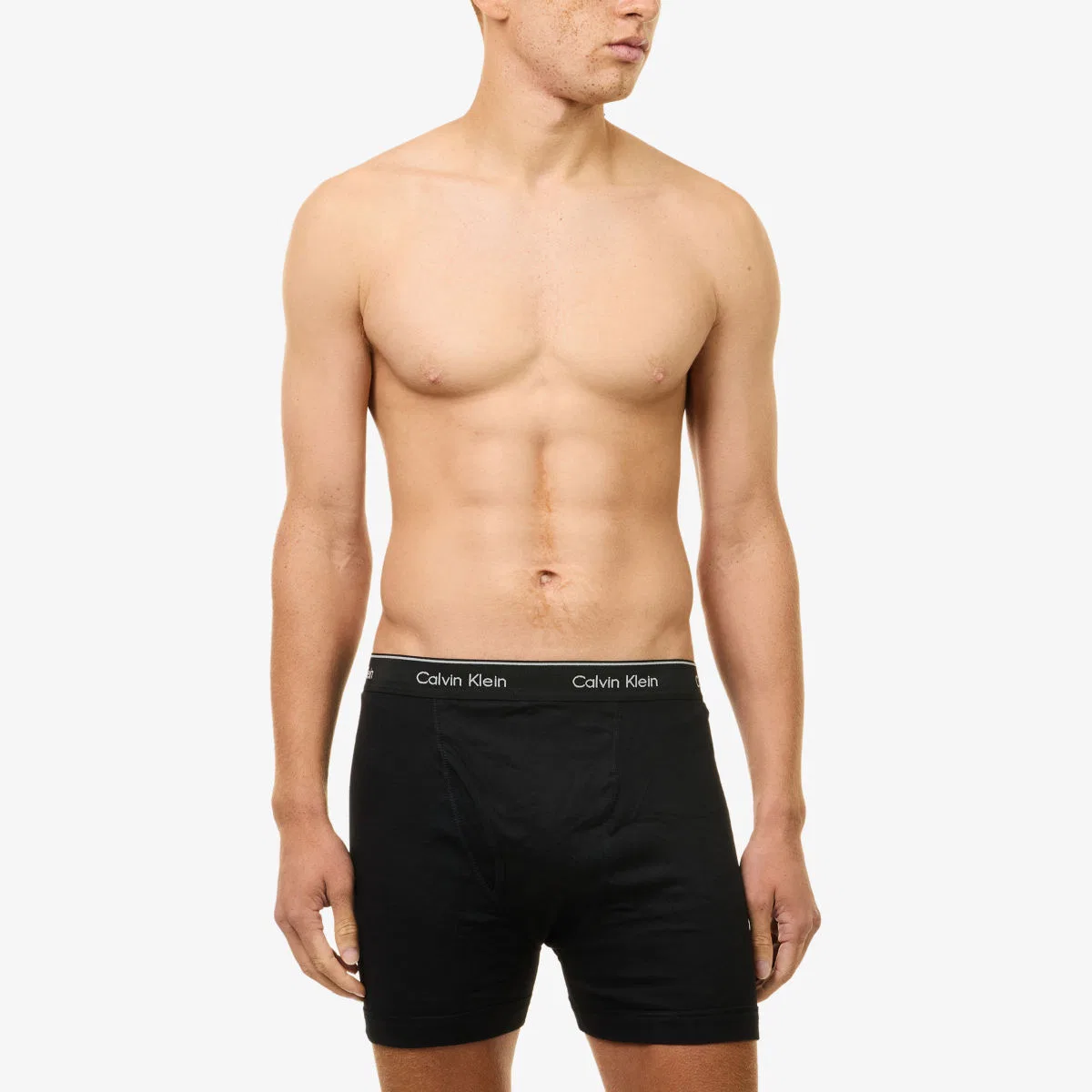 Комплект из трех хлопковых боксеров с логотипом на поясе Calvin Klein, черный — фото 2