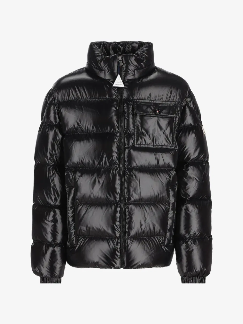 Стеганая пуховая куртка с высоким воротником Moncler Enfant, черный