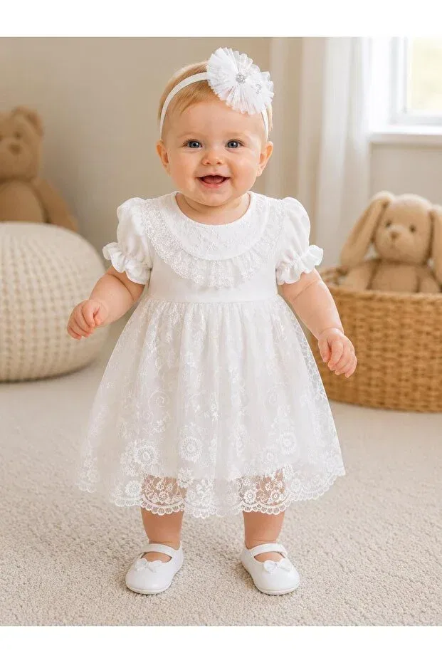 Детское платье для девочек с длинным рукавом Aykidsclup, White