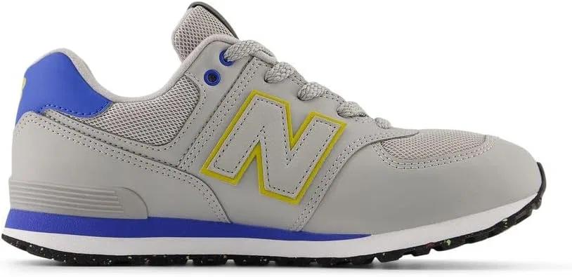 Детские кроссовки для девочек со шнуровкой 574 V1 New Balance, Raincloud/Blue Bird — фото 3