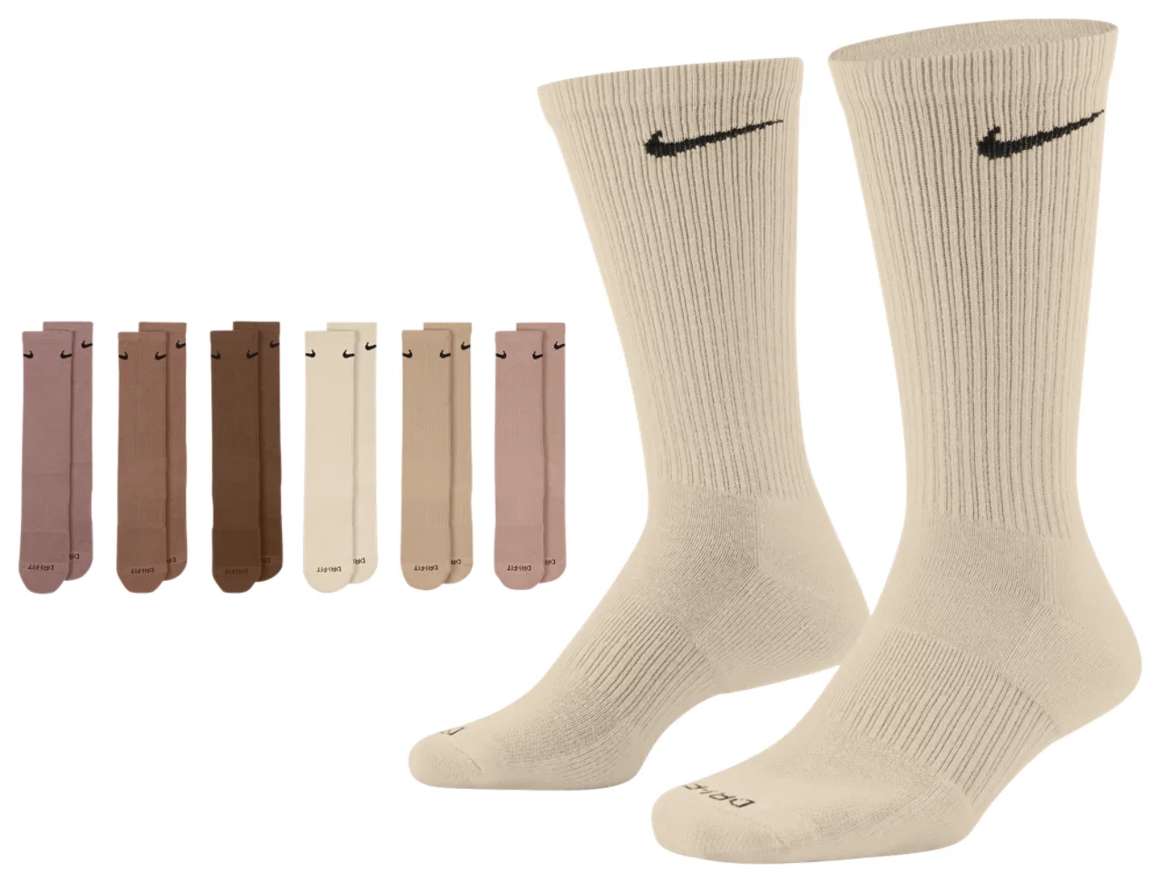 Мужские носки с технологией Dri-FIT набор из 6 пар Everyday Plus Cushioned Crew Nike, Neutral/Multi