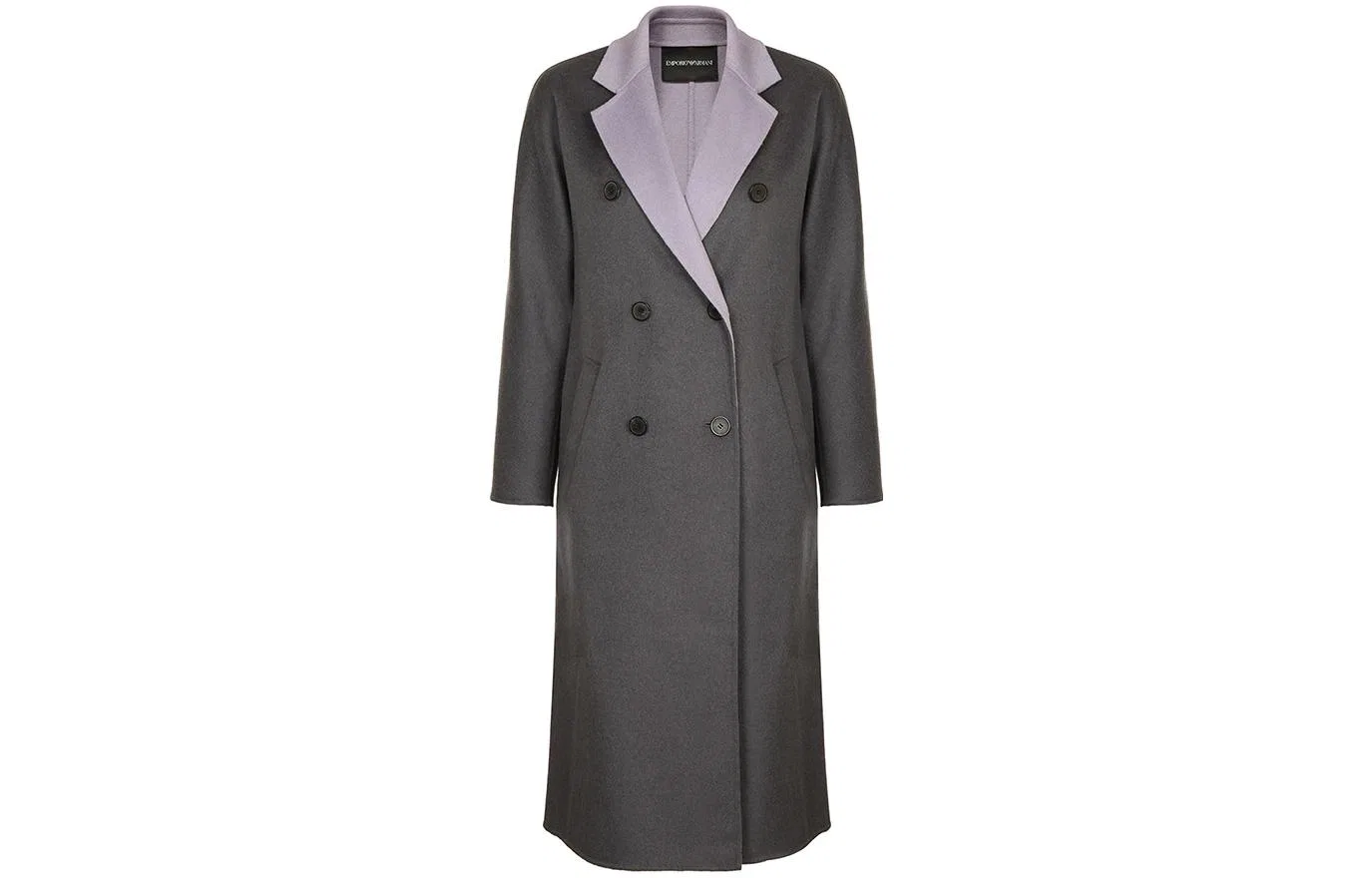 Женское пальто прямого кроя с лацканами Emporio Armani, Gray Blue
