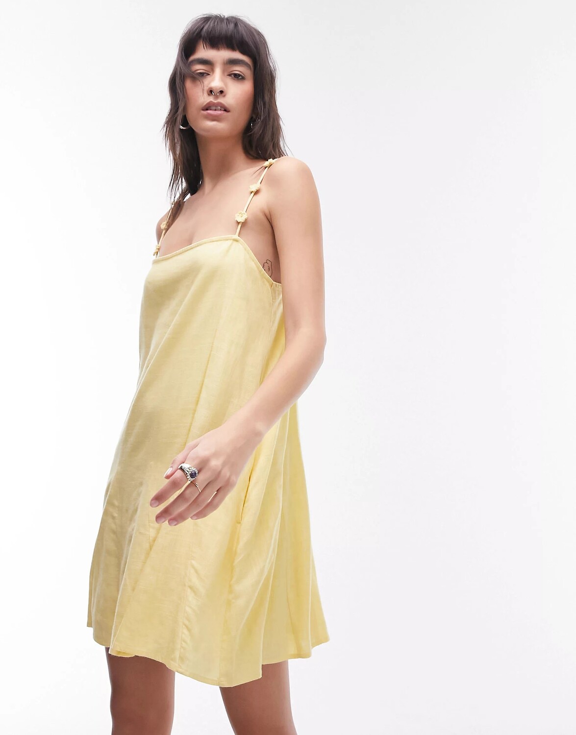

Платье мини Topshop Floral Strappy Linen, желтый