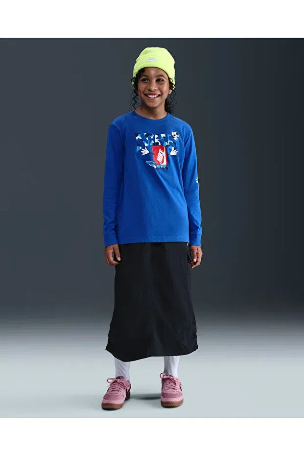 Детская футболка с принтом для девочек Sportswear Kids Casual Style T-Shirt Nike, Game Royal — фото 4