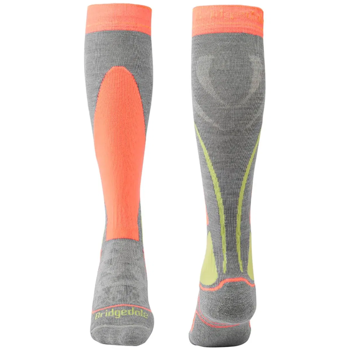 Детские носки для горных лыж с принтом Ski Racer Merino Endurance Bridgedale, Grey/Neon — фото 3