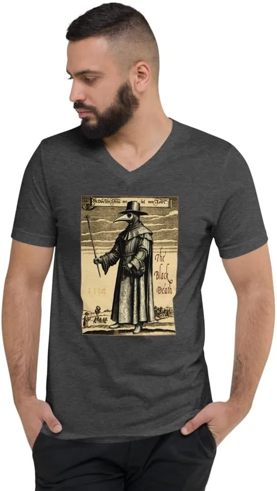 Мужская футболка с принтом Plague Doctor 1334, Dark Grey Heather
