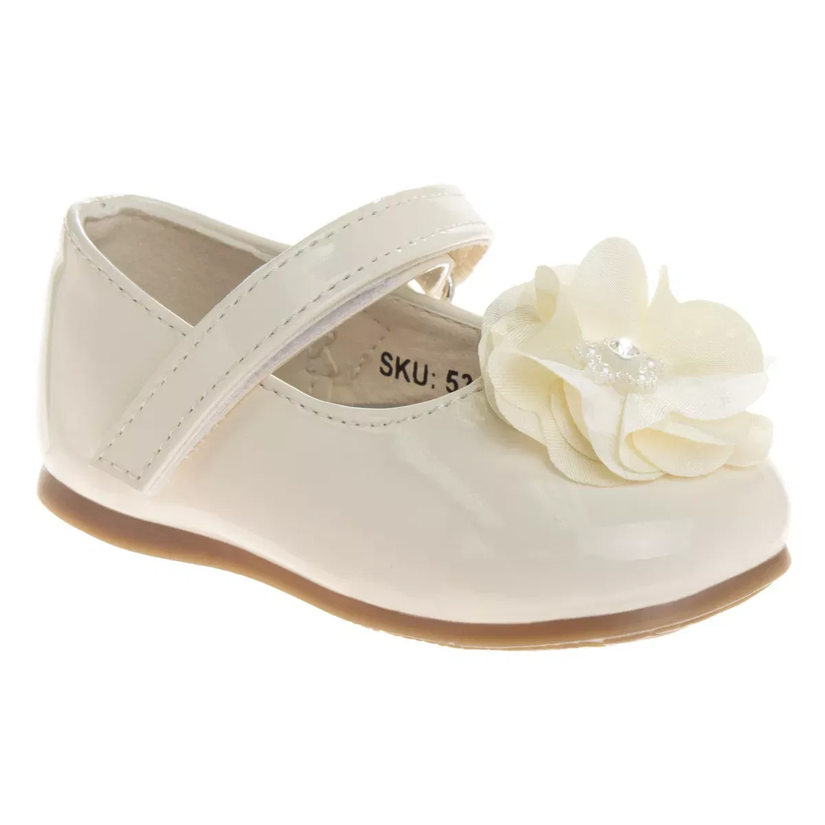 Детские туфли для девочек с цветочным декором Josmo Shoes, Beige Patent